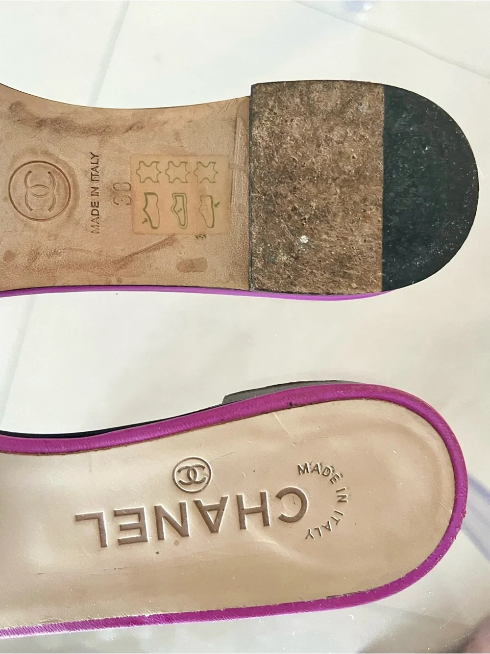 CHANEL Leather Slide Mules EU 38